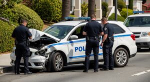 California car accident with police investigating fault in Newport Beach