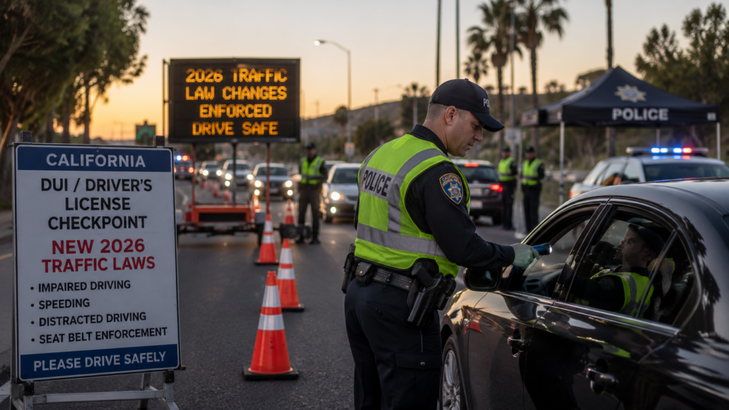 California police officer at DUI and speed checkpoint