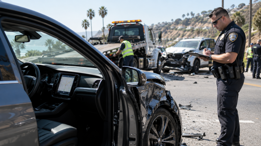 Connected car involved in California accident investigation with police